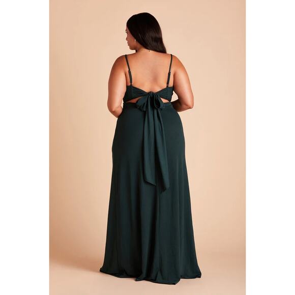 NWT Birdy Grey Benny Tie Back Bridesmaid Dress Tank Neck Crepe Emerald Medium - Picture 11 of 13